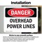 Signmission Overhead Power Lines Danger Sign, Vinyl Decal, 10in W x 7in L, 2PK OS-2PACK-DS-D-710-L-1682 - alternate 3